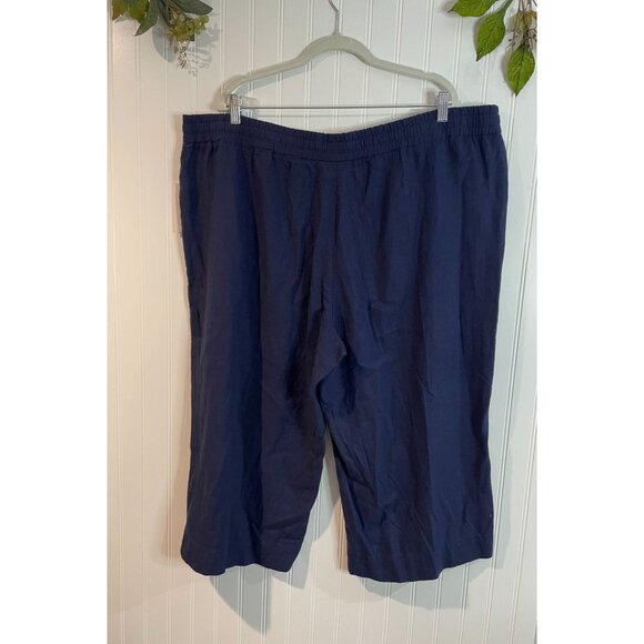 Land N Sea Womens 3XNavy Linen-Blend Drawstring Pants With Elastic Waist&Pockets - Picture 6 of 15